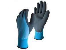Paire de gants de protection pro étanche en nylon enduit de latex - taille 9 - l - bleu