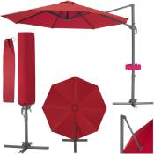 Parasol daria 300 cm avec pied déporté et housse de protection - parasol jardin, parasol deporté, parasol de balcon - rouge bordeaux