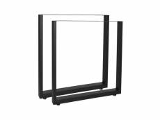 Pieds de table 60 x 72cm noir revêtement en poudre piètement meuble support helloshop26 16_0000648