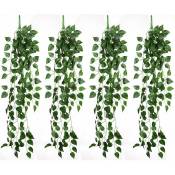 Plantes artificielles Lierre vert artificiel Vigne murale feuilles Decoration de mariage a domicile, 4 Bouquets