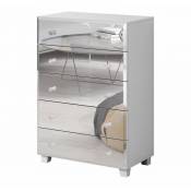Price Factory - Commode 5 tiroirs avec corps blanc et façades recouvertes de miroirs collection luxor. - Blanc