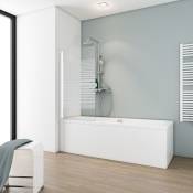 Schulte - Pare-baignoire pliant, 70 x 130 cm, 1 volet Capri, pivotant Verre 5 mm, décor sérigraphié rayures, profilé blanc