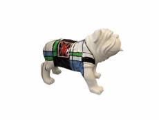 Sculpture dog carreaux bleu vert et drapeau anglais - lord dog 75087757