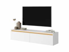 Seney - meuble tv 140 cm blanc avec garniture dorée