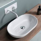Sogood - vasque à poser lavabo 54x34x10,5cm en fonte minérale raccordement standard Colossum808 blanc - Blanc