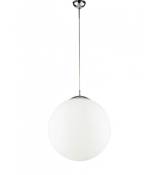 Suspension Lampd 1 ampoule Verre,structure métallique blanc