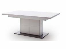 Table à manger extensible en bois coloris blanc mat - l.180-280 x h.77 x p.100 cm -pegane- PEGANE