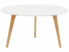 Table basse blanche et bois clair ⌀ 80 tennessee