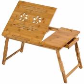 Table de lit 55 x 35 x 26 cm - tablette, table de lit pour ordinateur portable, liseuse en bambou - marron