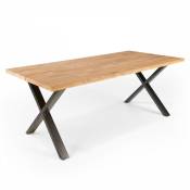 Table en chêne rectangulaire avec piètement croisé, inga - 200 x 95 x 75 cm - Noir
