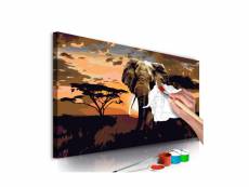 Tableau à peindre par soi-même - éléphant en afrique