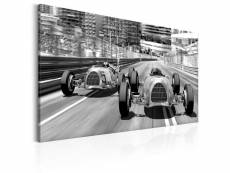 Tableau sur toile décoration murale image imprimée cadre en bois à suspendre anciennes voitures de course 120x80 cm 11_0008622