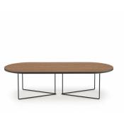 Temahome - Table basse oval placage noyer et métal noir
