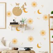 Un lot de stickers muraux lune soleil étoiles autocollant sticker mural créatif pour salon chambre d'enfant cuisine carrelage adulte ado