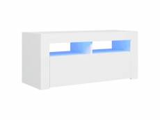 Vidaxl meuble tv avec lumières led blanc 90x35x40 cm