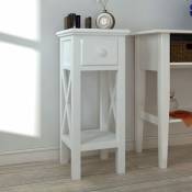 Vidaxl - Table d'appoint avec tiroir Blanc
