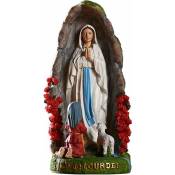 Xinuy - Statue catholique de Notre-Dame de Lourdes 20,3 cm priant la Bienheureuse Vierge Marie, grotte avec statues de Sainte Bernadette et d'agneau,