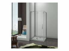 120x90x190cm cabine de douche porte de douche paroi de douche cabine de douche à charnière avec barre de fixation 360¡ã