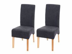2x chaise de salle à manger latina, chaise de cuisine, tissu/textile ~ gris foncé, pieds clairs