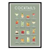 Affiche 30x40 cm et cadre noir - Essential cocktails guide - Frog Pos