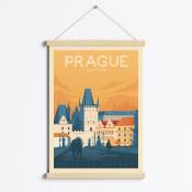 Affiche Prague + Cadre Magnétique (Bois) 50x70 cm