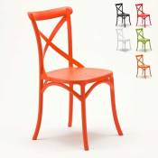 Ahd Amazing Home Design - Chaise de cuisine bar et restaurant en polypropylène Vintage Paesana Cross design Couleur: Orange