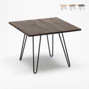 Ahd Amazing Home Design - Table industrielle 80x80 de bar restaurant maison acier et bois Hammer Couleur: Noyer