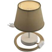 Alzaluce avec abat-jour Impero, lampe de table en métal avec fiche à deux pôles, câble et interrupteur 10 cm - Blanc mat - Jute naturelle - Blanc mat