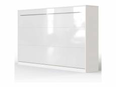 Armoire lit escamotable 120x200cm supérieur horizontal lit rabattable lit mural blanc/blanc brillant