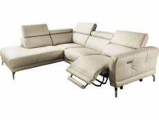 Canapé d'angle relax en 100% tout cuir épais de luxe italien avec relax électrique, 5/6 places dali, ivoire, angle gauche (vu de face)