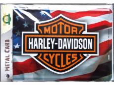 "carte postal metal harley davidson logo drapeau usa