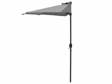 [casa.pro] demi-parasol (ø300cm) (gris) parasol à manivelle / parasol de marché / parasol de jardin / en demi-cercle