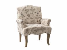Chaise rembourrée avec motif floral, fauteuil de salon moderne avec accoudoirs roulés et pieds en bois, gris