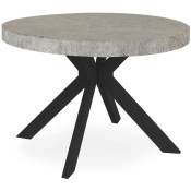 Cotecosy - Table ronde extensible Myriade Noir et Effet Béton - Béton gris