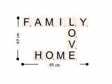 Décoration murale meno bois motif 'family, love, home'