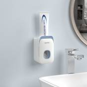 Distributeur de dentifrice mural pour salle de bain - Presse-dentifrice automatique - Dispositif de rangement de salle de bain(bleu)