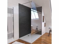 Ensemble complet douche à l'italiennne avec receveur 90x90 + paroi miroir + panneaux muraux ardoise