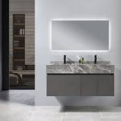 Ensemble Meuble salle de bain double vasque VICTORIA 120 cm + miroir - livré monté