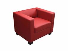 Fauteuil club, lounge lille, 86x75x70cm, cuir reconstitué, rouge