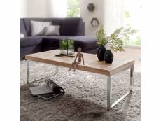 Finebuy table basse bois massif table de salon 120 x 40 x 60 cm | table d'appoint style maison de campagne | meubles en bois naturel table de sofa | t
