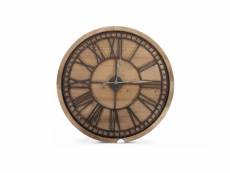 Grande horloge ancienne bois métal marron 76x3x76cm - bois, métal - décoration d'autrefois