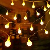 Guirlande Lumineuse 10M 80 Ampoules - Guirlande Lumineuse LED à Pôles Petites Boules Blanc Chaud Décoration Romantique pour Fête Noël Halloween