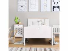 Haro lit enfant - mdf et pin massif - decor chene et laque blanc - sommier inclus - 90 x 190 cm