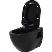 Helloshop26 - Wc suspendu céramique de salle de bains cuvette de toilette noir - Noir