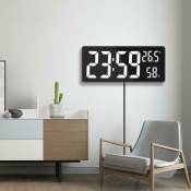 Horloge murale numérique led, affichage à grands chiffres, bureau intérieur blanc
