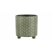 Jolipa - Cache pot sur pieds en céramique verte 16x16x16 cm - Vert