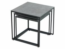 Keria - lot de 3 tables gigognes aspect céramique grise