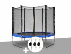 Kit trampoline jardideco atlas ø 2,44 m bleu + kit d'ancrage