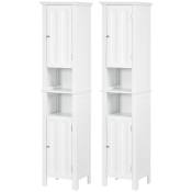 kleankin Meuble colonne de salle de bain armoire haute design moderne 4 placards avec porte 35 x 30 x 158,5 cm blanc