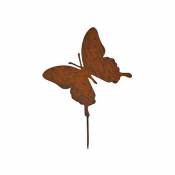 La Grande Prairie - Silhouette déco jardin Papillon 29x22cm - Rouille patiné